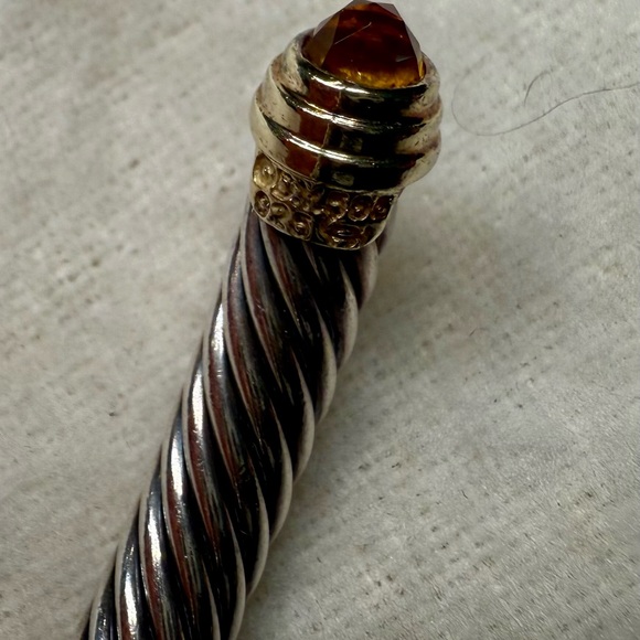 David Yurman Sterling Silver 4mm Cable Classics Bracelet Citrine & 18k Gold - Picture 6 of 7